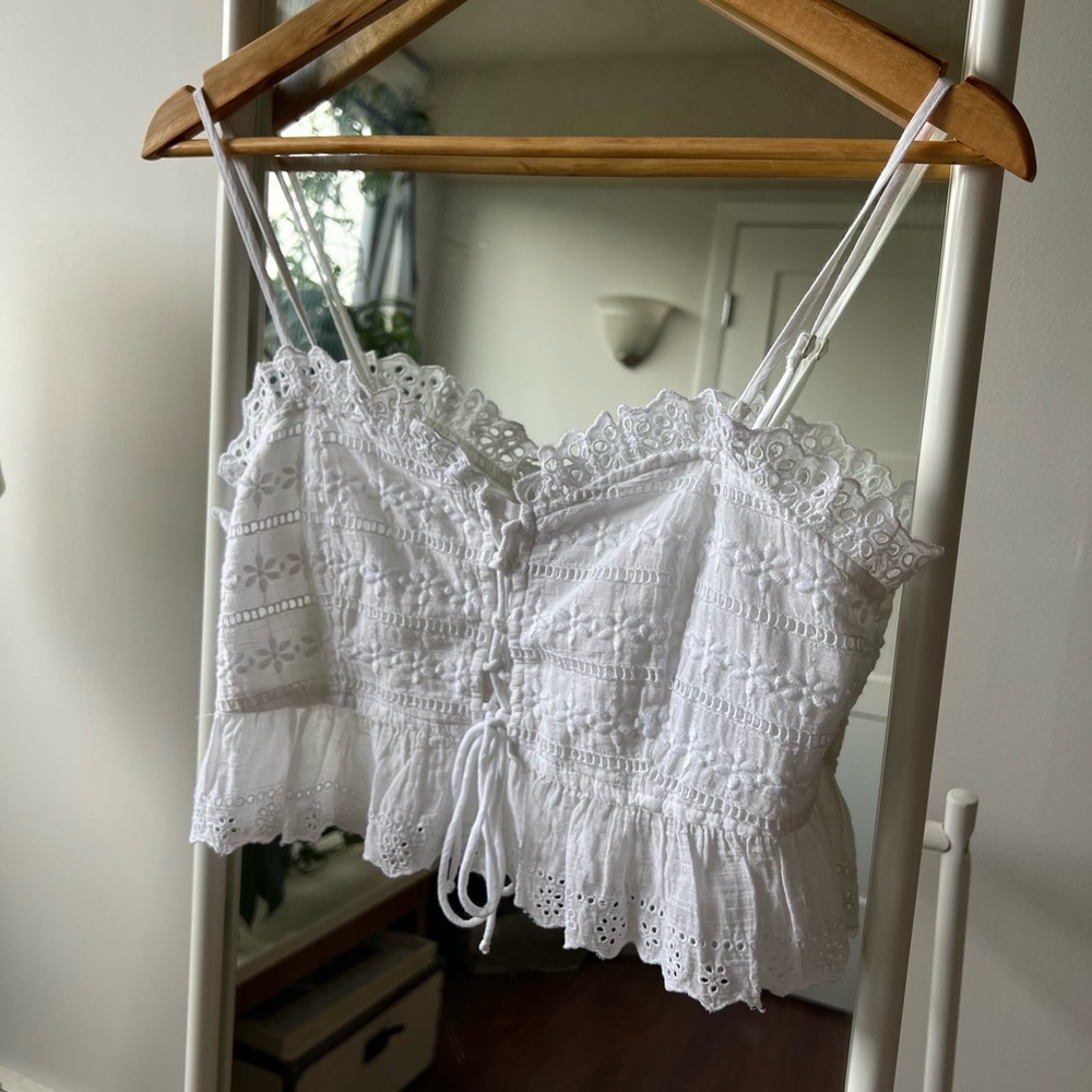 White eyelet Crop top.